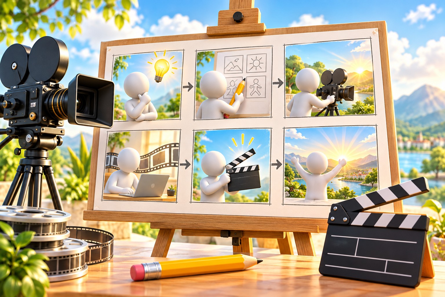 Storyboard and camera for film planning
